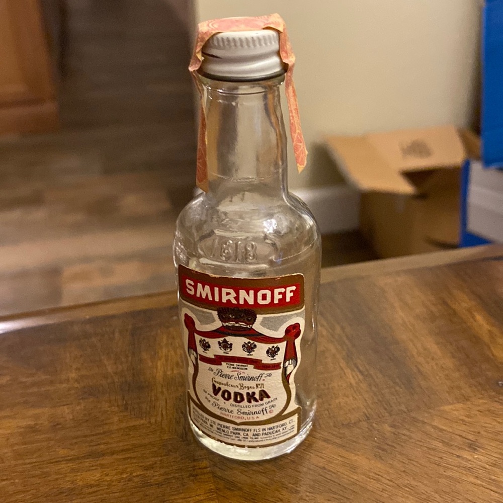 Vintage Miniature Smirnoff Vodka Embossed Liquor Bottle
